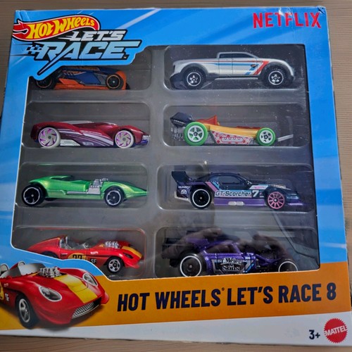 HOT WHEELS - NETFLIX ' LET'S RACE ' 8 pack. MIB incl GT SCORCHER ...