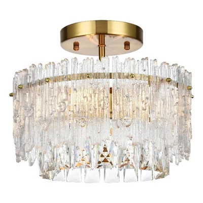 Elegant Lighting Emilia 12 Inch Flush Mount In Satin Gold - Image 1 of 4