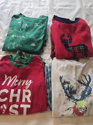 Boys Sz 10/12 Lot Of 4 Sets Christmas Holiday Pajamas TCP Eddie Bauer Cat & Jack - Image 1 of 4