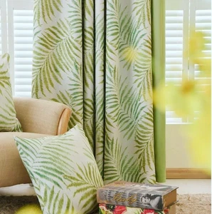 1 par de cortinas opacas de palmera pastoral, cortinas de ventana tropical, bonita habitación... - Imagen 1 de 7