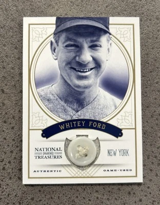National Treasures Whitey Ford 2012 1/6 Prime juego usado camiseta parche botón Foto 1 de 2