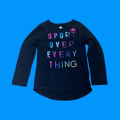 Camiseta gráfica de manga larga Adidas para niñas - Talla 6X - Negro azabache - Foto 1 de 4