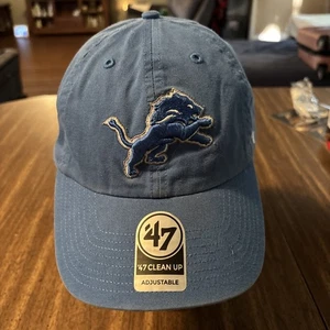 Detroit Lions NFL '47 Brand Blue Clean Up Adjustable Strapback Hat - Picture 1 of 5