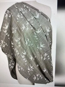 Bebe au Lait Nest Nursing Cover Up - Grey & White Swallow Pattern - Picture 1 of 3