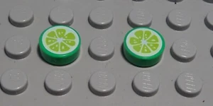 LEGO Tile 1x1 Round Light Green With Decor Limette 2 Piece - Picture 1 of 1