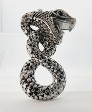 Python Snake Pendant Zircon Stones Punk Rock 925 Sterling Silver Jewelry Gift UK