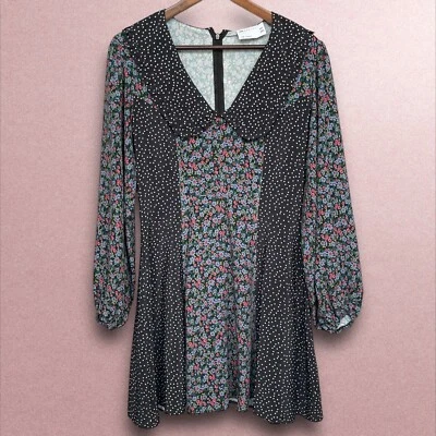 Asos дизайн мини Skater платье женщин размер 6 многоцветный смешанные Ditsy цветочный воротник - Изображение 1 из 4