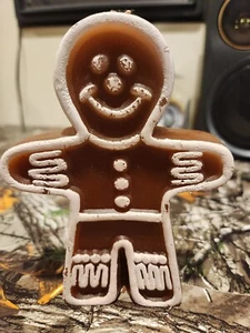 Vintage Christmas Gingerbread Man Shaped Wax Candle 6” Tall - Picture 1 of 4