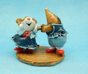 Wee Forest Folk DO-SI-DO, WFF# MMO-2, BLUE, Retired, Square Dance Mouse & Mole - Picture 1 of 7
