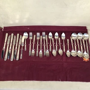 PV06399 Vintage Silver Plate Community LADY DRAKE in Folding Storage - 26pcs - Picture 1 of 12