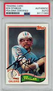 Ken Stabler Autographed 1982 Topps #105 Trading Card PSA Slab 43612 - Picture 1 of 2