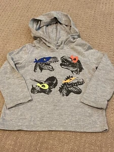 Camisa de dinosaurio enmascarada gris con capucha de manga larga para niños talla 2 T Halloween - Imagen 1 de 3