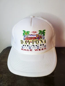 Vintage Daytona Beach 2000 Race Week Snapback Trucker Rope Corded White Hat Cap - Picture 1 of 8