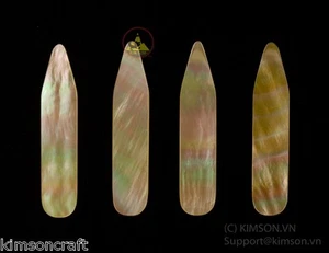Collar Stay - Genuine Gold Mother Of Pearl - Size 64 x 10 x 1.5 mm ( 6 pcs ) - Picture 1 of 7