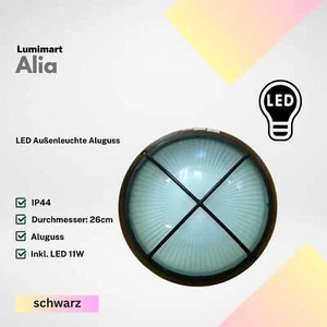 Außenleuchte Lumimart Alia LED Aussenlampe IP44 Schwarz Aluminiumdruckguss Glas - Bild 1 von 3