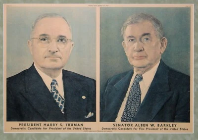 Impresión de periódico Harry Truman Álben Barkley 1948 octubre - ORIGINALES Foto 1 de 4