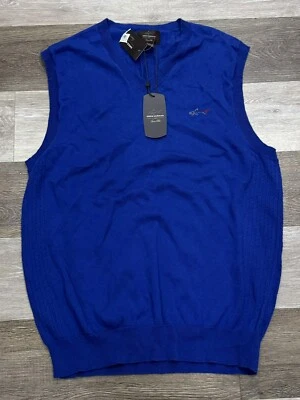 ¡NUEVO CON ETIQUETAS! Greg Norman Ligero Algodón Pullover Golf Suéter Chaleco Talla Pequeña Azul Foto 1 de 4