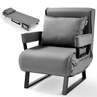 Makika Sofa Bed Recliner Chair Folding Armchair with Pillow PU Leather Grey