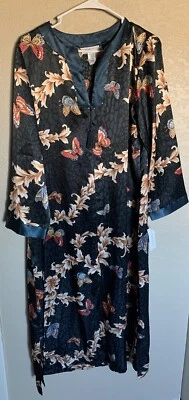 Morgan Taylor Intimates Kaftan Muumuu Bata Salón Caftán Nuevo Con Etiquetas M Negro Floral Foto 1 de 4