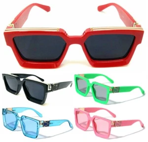 OVERSIZED THICK BOLD SQUARE SUNGLASSES CLASSIC CASUAL RETRO DESIGNER FASHION VTG - Picture 1 of 15