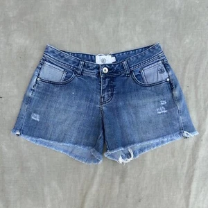 Vintage Element Cut Off Booty Jean Shorts Women 10 Blue Stretch Denim Y2K Surfer - Picture 1 of 20