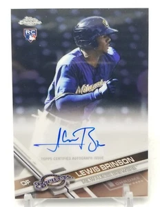 2017 Topps Chrome LEWIS BRINSON Rookie RC Auto Milwaukee Brewers #RA-LB Baseball - Picture 1 of 5