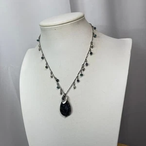 Chico's Perlen Anhänger Halskette signiert Modeschmuck silberfarben orientalisch - Bild 1 von 15