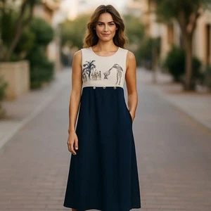 Maxi Vestido Max Taylor Jirafas Vintage Lino Arte Para Usar Lagen Look LG - Imagen 1 de 13