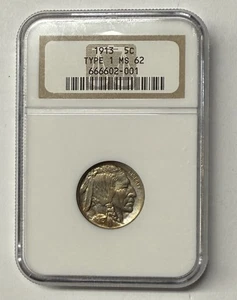 1913 Buffalo Nickel- Type 1. MS62 NGC Great Color! - Picture 1 of 3
