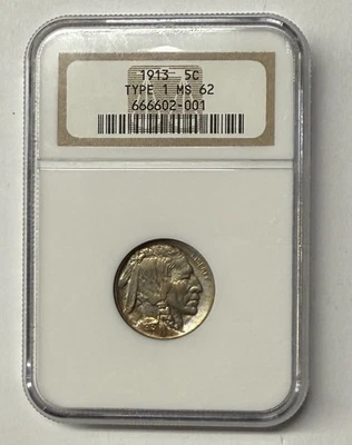 1913 Buffalo Nickel- Type 1. MS62 NGC Great Color! - Image 1 of 3