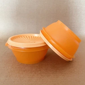 Tupperware Servalier Bowls 10 oz. (Juego de 2) Naranja #1323, Sellos #812 - Imagen 1 de 6