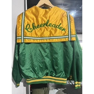 Vintage Green Delong Cheerleader Bomber Jacket Medium - Picture 1 of 7