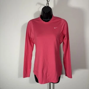 Nike Fit Women’s Pink Vented Long Sleeve Fitted Athletic Shirt Size M Medium - Picture 1 of 9