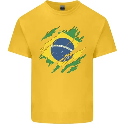 Camiseta desgarrada bandera de Brasil día brasileño fútbol niños niños Foto 1 de 4