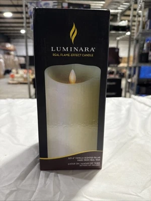 Vela sin llama Luminara ® - Pilar de cera marfil perfumado con vainilla - 9 pulgadas nuevo en caja Foto 1 de 4