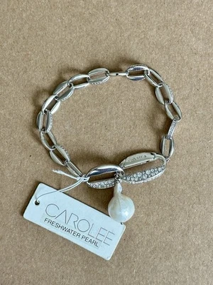 🆕 Pulsera Carolee Perla de Agua Dulce Tono Plata con Acentos de Cristal | 8 pulgadas Foto 1 de 4