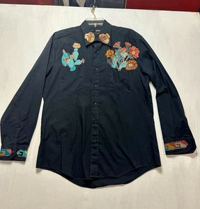 Vintage VanCort Embroidered Western Shirt L Cactus Flowers Pottery Unisex 70/80 - Picture 1 of 10
