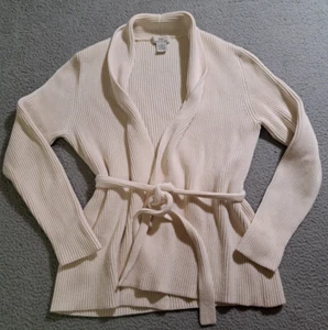 Brooks Brothers Women' s White Deep Ribbed Open Cardigan / Size Medium - Picture 1 of 6