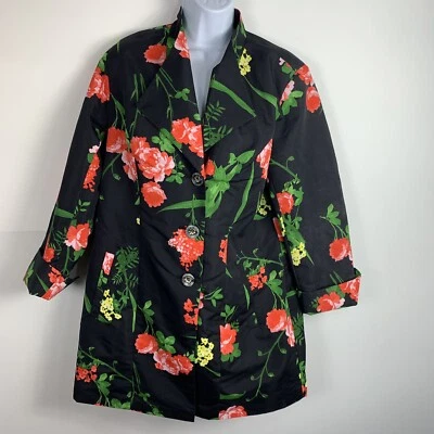 Chaqueta DE COLECCIÓN Dennis Basso Mujer Talla L Negra Roja Floral Maximalista Jardín Fiesta Foto 1 de 4