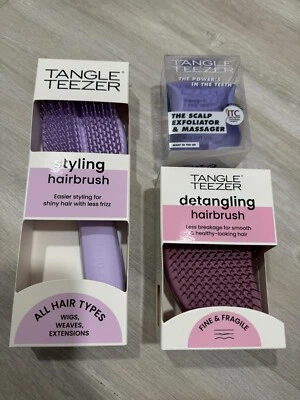 LOTE de 3 piezas Juego de cepillos de pelo Tangle Teezer exfoliante de cuero cabelludo desenredante fino y frágil Foto 1 de 4