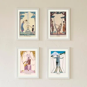 Set of 4 vintage prints Four Seasons George Barbier 1920s print gallery wall art - Picture 1 of 17
