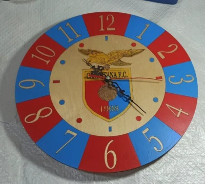 CASERTANA  CALCIO OROLOGIO DA PARETE VINTAGE FATTO A MANO IN LEGNO PEZZO RARO  - Immagine 1 di 4