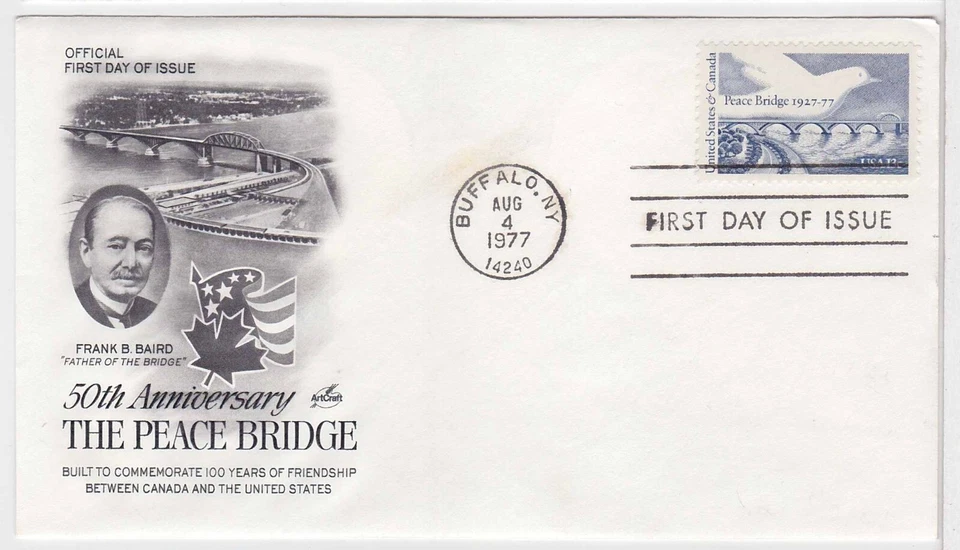 TurtlesTradingPost- Peace Bridge 1977 FDC #1721- Artcraft Cachet - Image 1 of 1