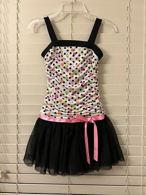 Amy’s Closet Girl’s 6 Black Pink Polka Dot Tulle Skirt Sleeveless Party Dress - Image 1 of 4