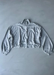 Anthropologie Pilcro Funnel Neck Cropped Bubble-Hem Sweatshirt. Grey. XL. - Picture 1 of 6