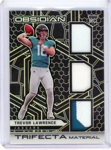 Obsidian Trevor Lawrence Trifecta Material RC 2021 #d/25 Rookie Triple Patch SP - Imagen 1 de 2