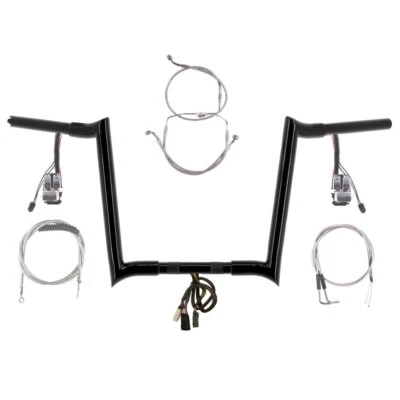 Kit de barra de gancho precableada 1 1/4" negra 14" Harley-Davidson Road King 2007 con crucero Foto 1 de 3