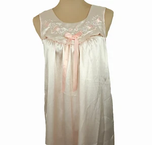 Barbizon Satin Nachthemd Größe Small bestickt Schleife pfirsich Cottagecore Coquette - Bild 1 von 9