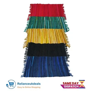 Handmade Chindi Rag Rug 100% Recycled Multi-Coloured Fabric Runner Floor Mat - Picture 1 of 7