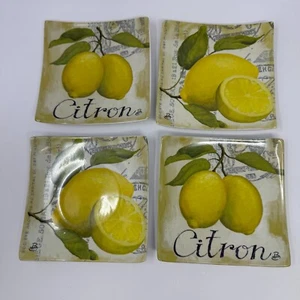 Cypress Home Lemon Plates Appetizer Dessert Ceramic Daphne B Design Set of 4 - Picture 1 of 11